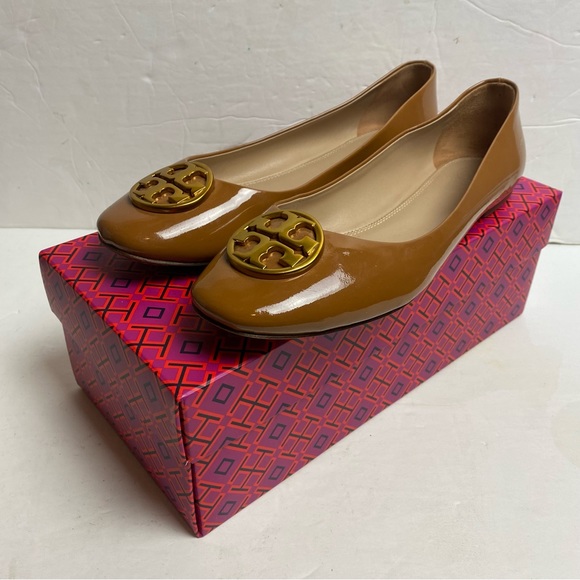 Tory Burch Chelsea Ballet Umber Tan Patent Leather size 9.5 - Picture 2 of 12